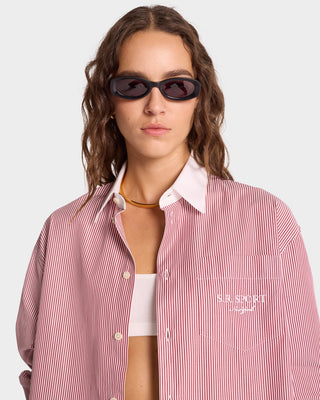 S.R. Sport Oversized Shirt - Red Striped