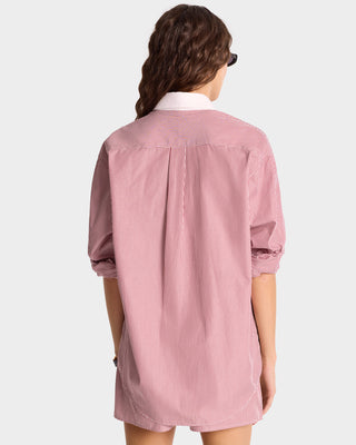 S.R. Sport Oversized Shirt - Red Striped