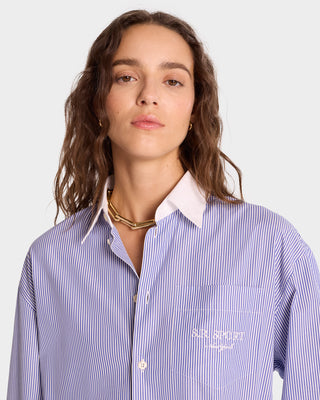 S.R. Sport Oversized Shirt - Blue Striped