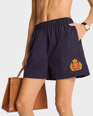 NY Crest Poplin Short - Navy/Gold