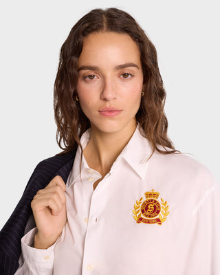 NY Crest Oversized Shirt - White/Gold