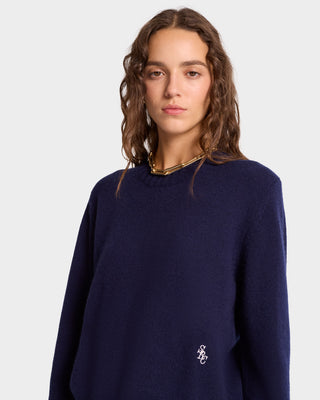 SRC Cashmere Crewneck - Navy/White