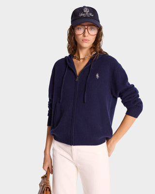 SRC Cashmere Zip Hoodie - Navy/White