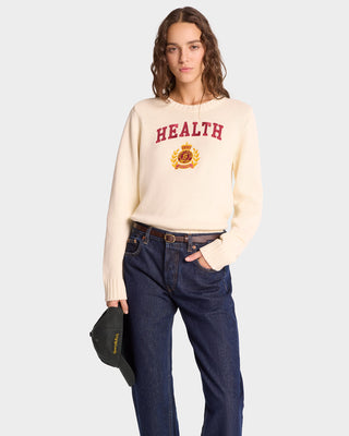 NY Health Crest Knitted Sweater - Cream/Merlot/Gold