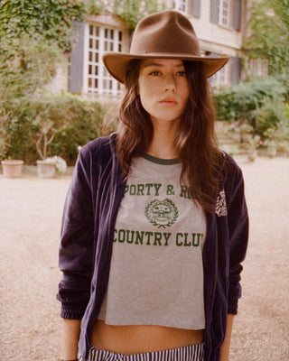 Varsity Crest Ringer Tee - Heather Gray/Alpine