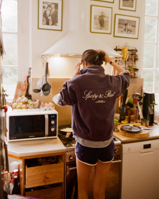 NY Crest Velour Short - Navy/Cream