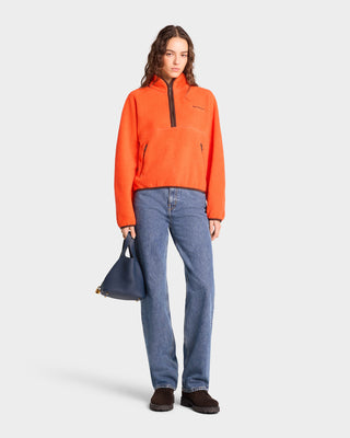 Serif Logo Sherpa Quarter Zip - Squash/Chocolate