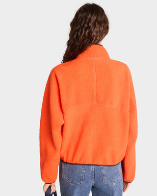 Serif Logo Sherpa Quarter Zip - Squash/Chocolate