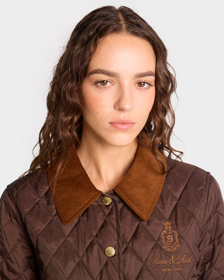 Vendome Nylon Quilted Jacket - Chocolate/British Tan