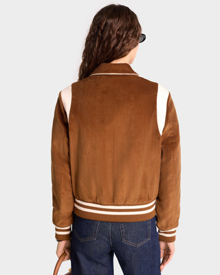 Vendome Corduroy Varsity Jacket - Tobacco/White