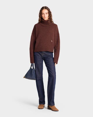 SRC Wool Turtleneck - Chocolate/White