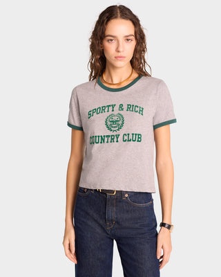 Varsity Crest Ringer Tee - Heather Gray/Alpine