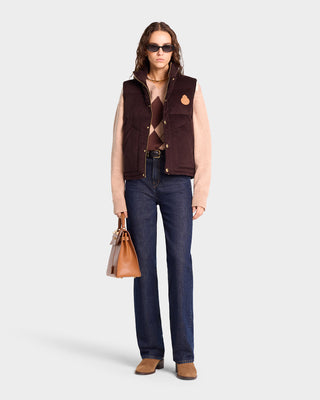 Crown Puffer Corduroy Vest - Chocolate