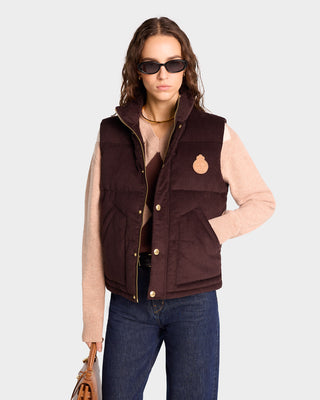 Crown Puffer Corduroy Vest - Chocolate