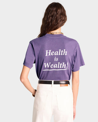 Health Is Wealth T-Shirt - Dusty Grape/White