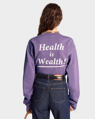 Health Is Wealth Crewneck - Dusty Grape/White