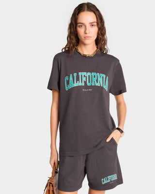 California T-Shirt - Faded Black/Spring Green