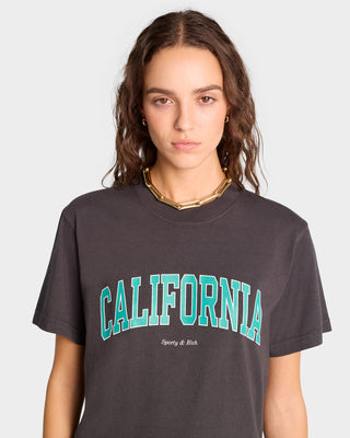 T-shirt California - Noir Délavé/Vert Printemps