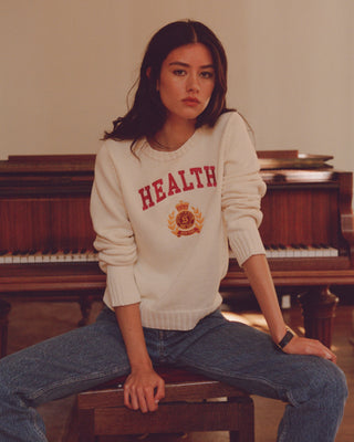 NY Health Crest Knitted Sweater - Cream/Merlot/Gold