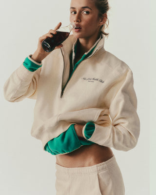 Quarter zip NY Health Club - Crème/Marine