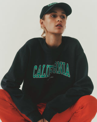 California Crewneck - Faded Black/Spring Green