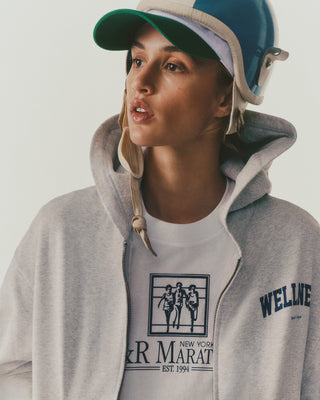 Hoodie cropped zippé Wellness Ivy - Gris Chiné/Marine