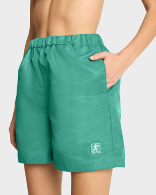 Short en nylon Running Woman - Vert Printemps/Blanc