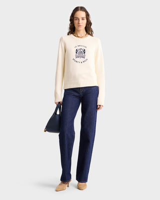 Bristol Crest Knitted Sweater - Cream/Navy