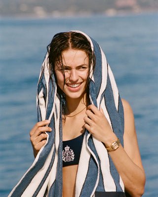 NY Crest Claudia Bikini Top - Light Navy/White
