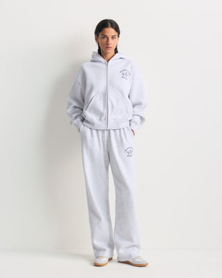 Blakely Bh Riding Club Wide Sweatpant in heather gray, featuring a black logo on the hip.
