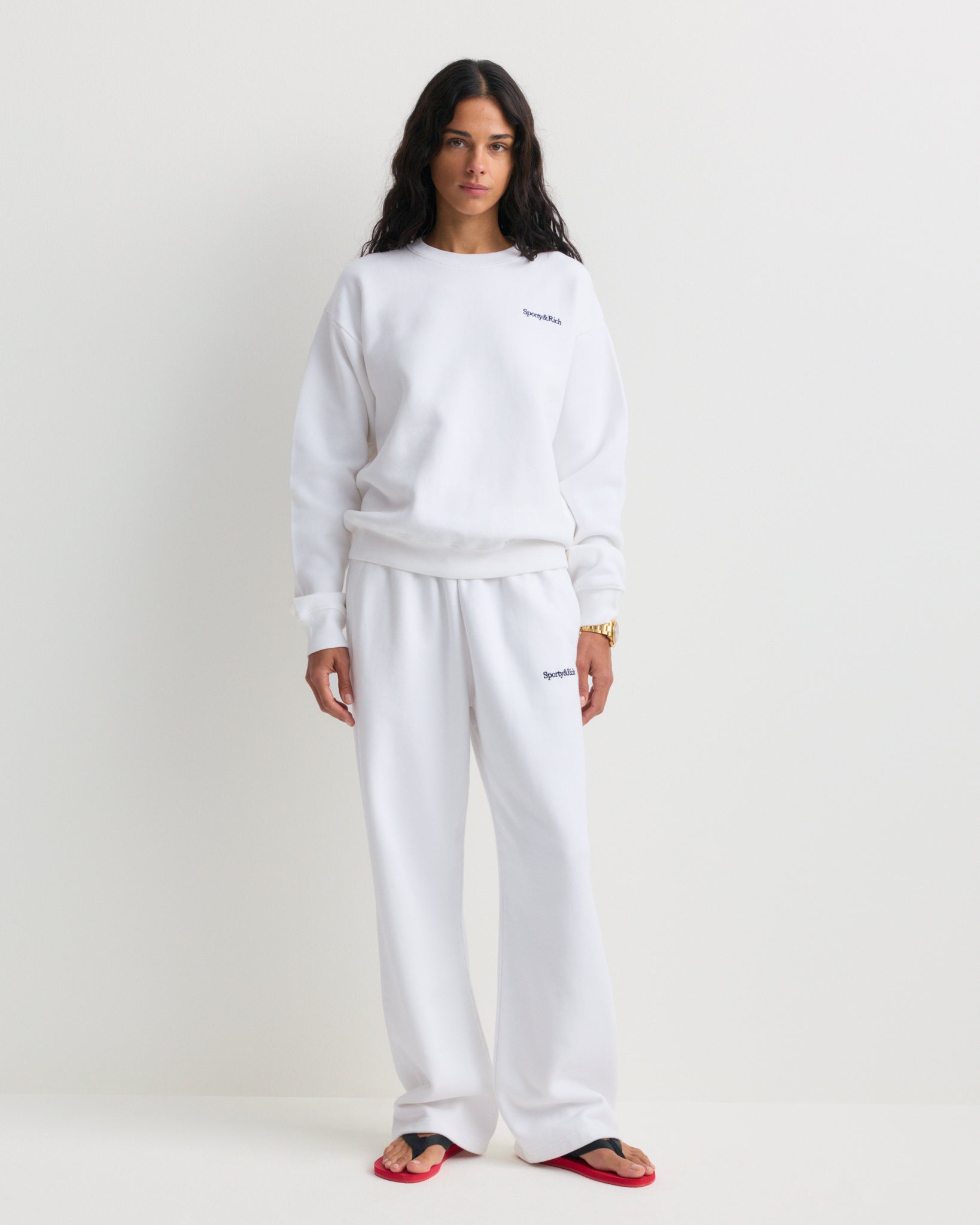 Bennett Serif Logo Baggy Sweatpant - White – Sporty & Rich