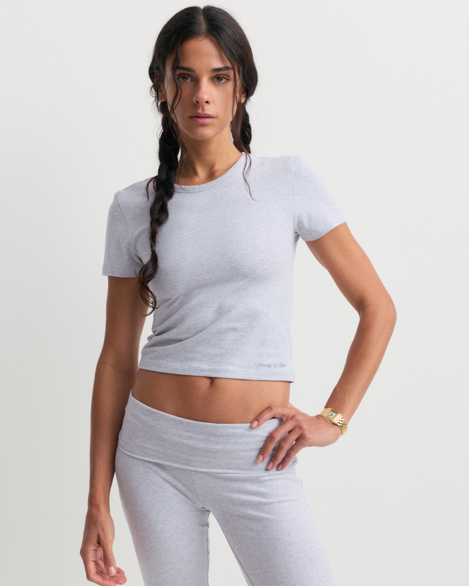 Vanessa Signature Logo Comfort Baby Tee - Heather Gray – Sporty & Rich