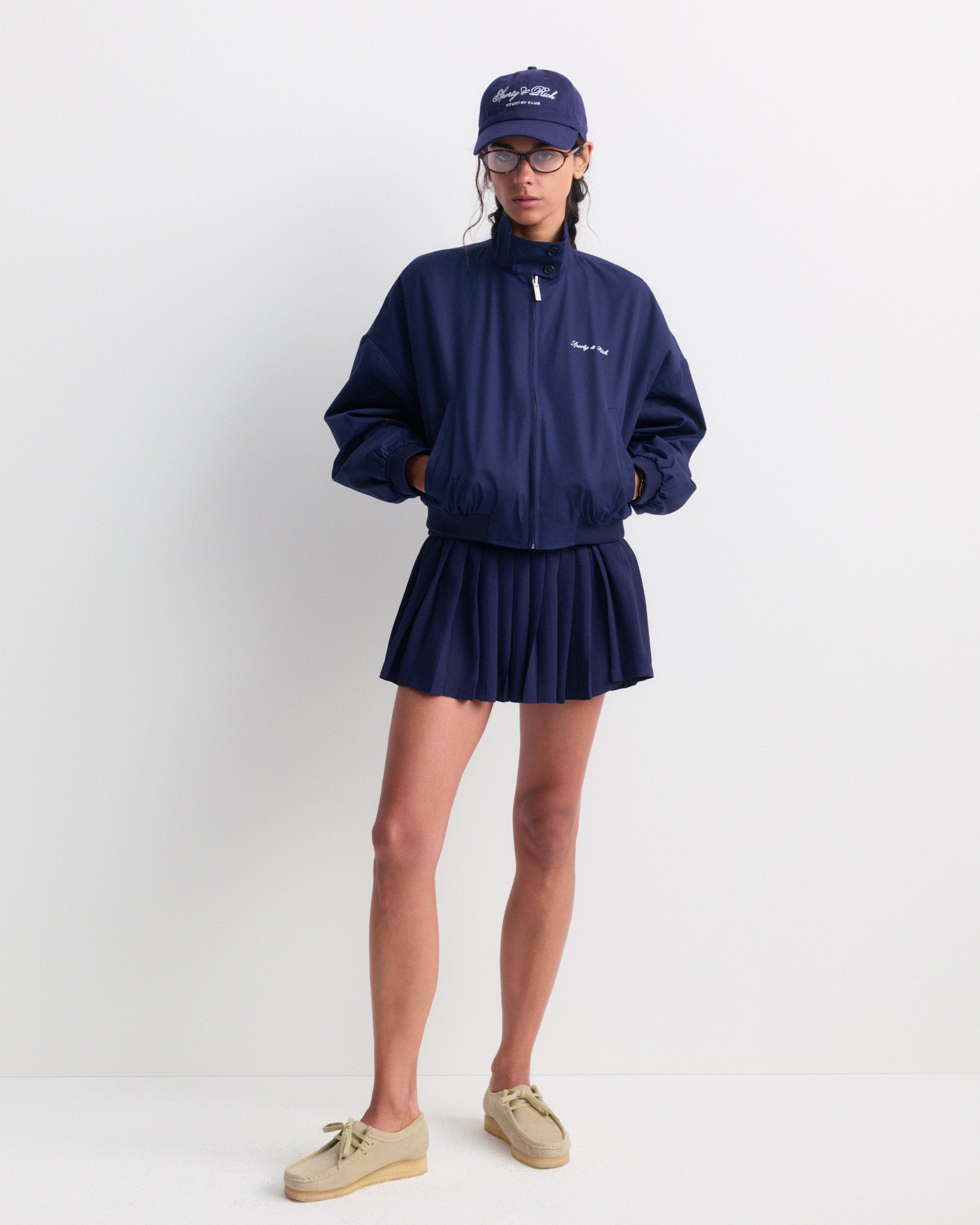 Abigail Signature Logo Pleated Skirt - Dark Navy – Sporty & Rich