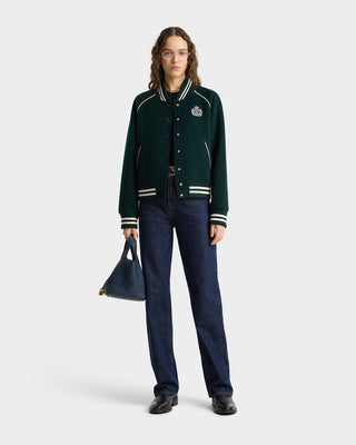 H&W Crest Double Face Varsity Jacket - Forest/White