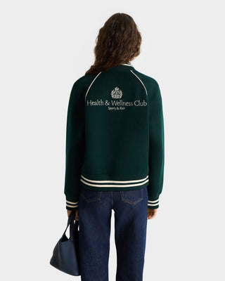 H&W Crest Double Face Varsity Jacket - Forest/White