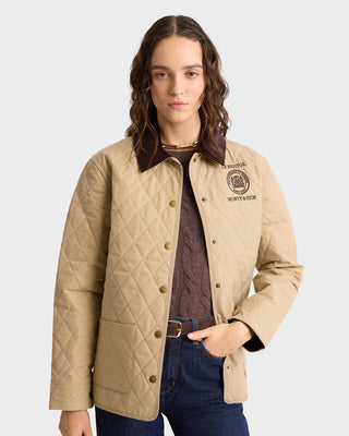 Crest Seal 100th Quilted Jacket - Beige/Chocolate