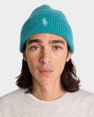 SRC Wool Beanie - Spring Green/White