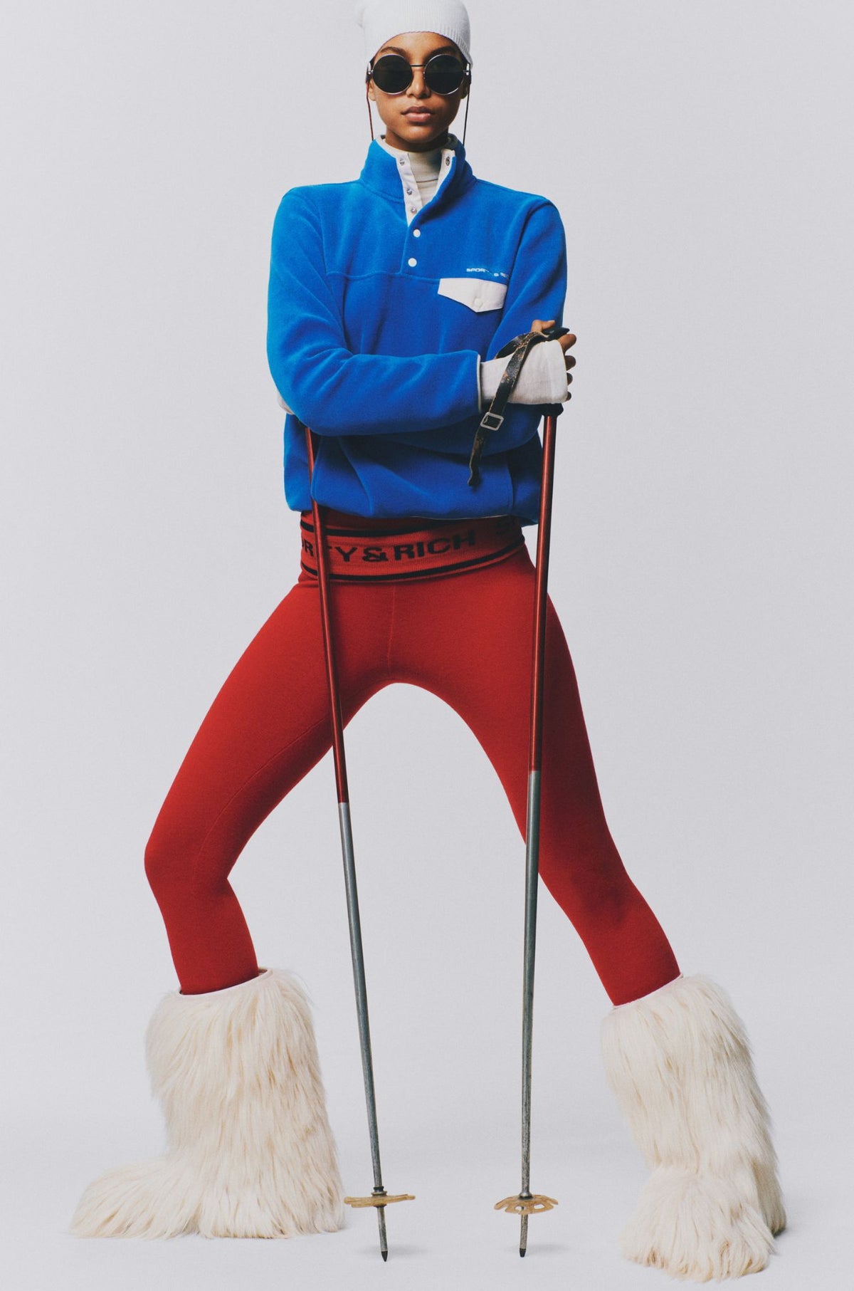 Emma Bold Logo Polar Sweatshirt - Vibrant Blue/Cream