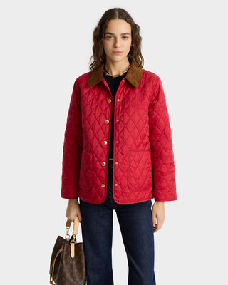 Vendome Quilted Jacket - Ruby/Light Tan