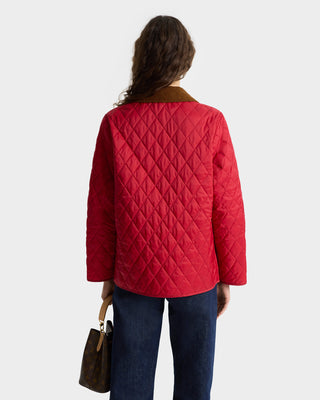 Vendome Quilted Jacket - Ruby/Light Tan