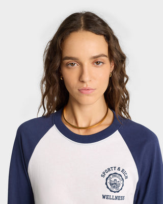 Emblem Baseball Tee - White/Navy