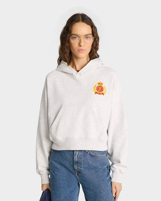 NY Crest Cropped Hoodie - Heather Gray/Gold