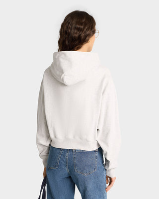 NY Crest Cropped Hoodie - Heather Gray/Gold