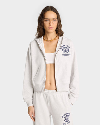 Hoodie cropped zip Emblem - Gris Chiné/Marine