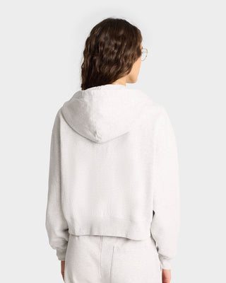 Hoodie cropped zip Emblem - Gris Chiné/Marine