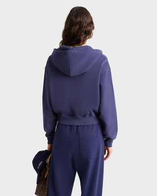 Hoodie cropped zippé Bristol Crest 100th - Marine/Crème