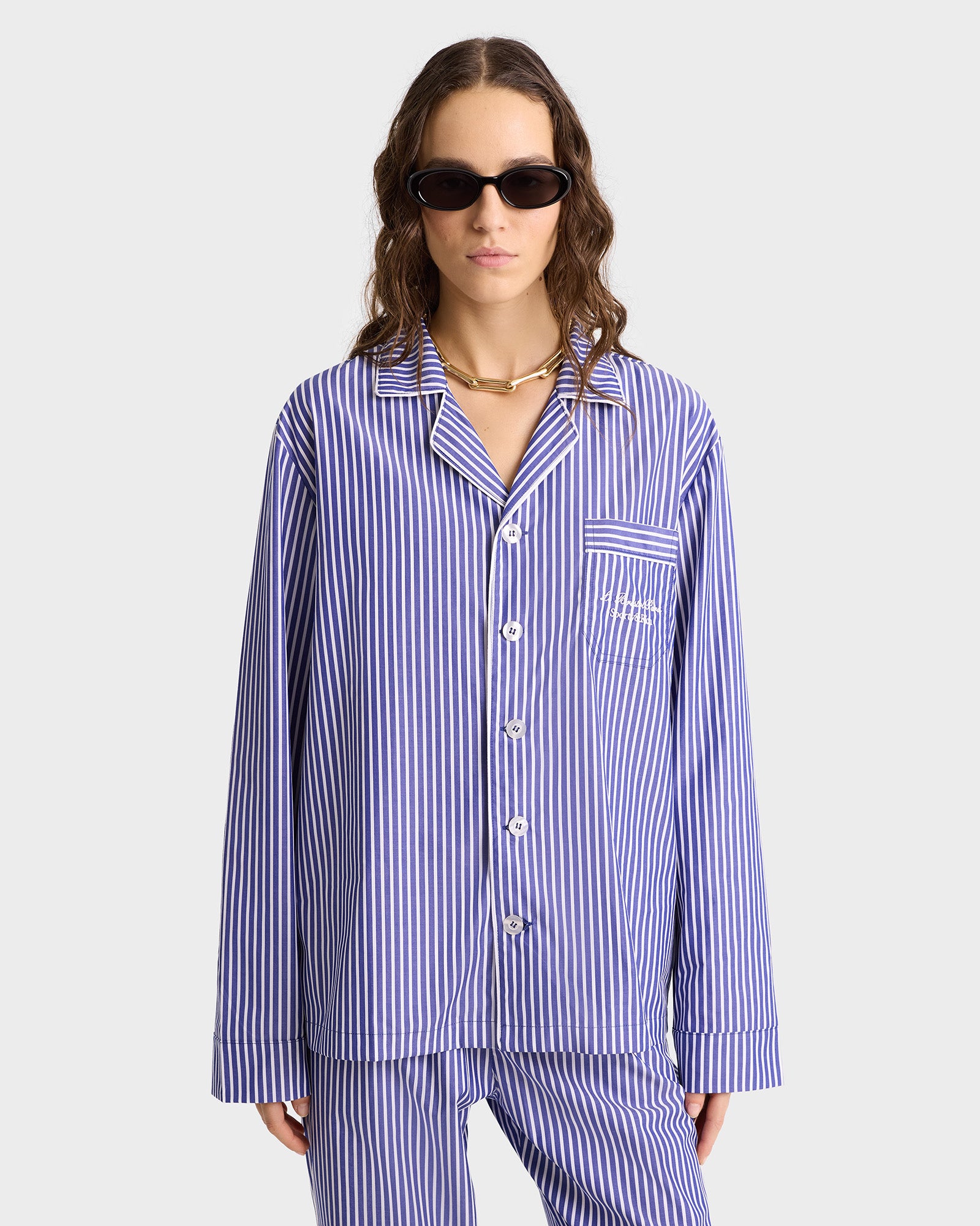 Faubourg Pyjama Top Navy/White - Main Image