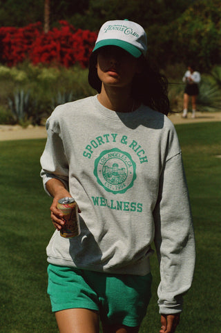 Emblem Crewneck - Heather Gray/Caribbean