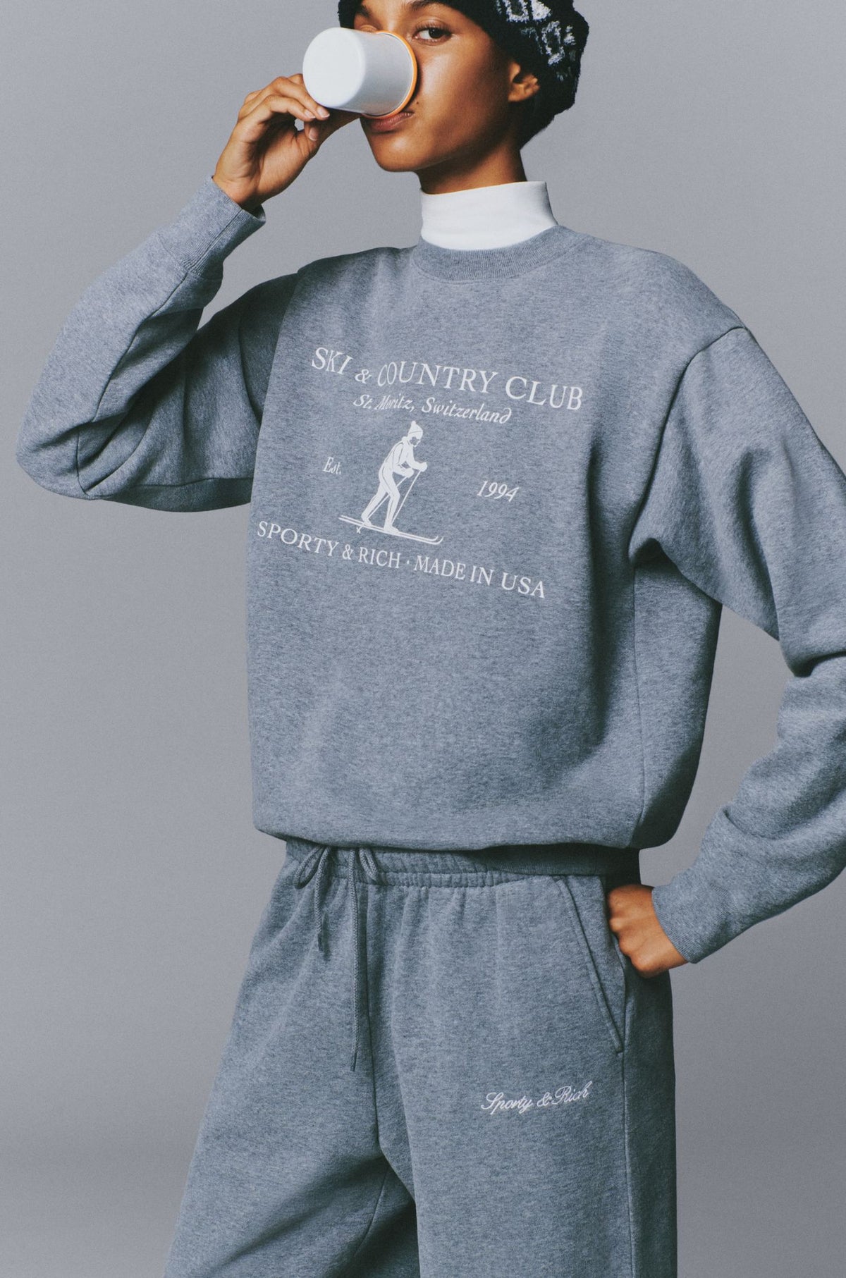 Emmett St Moritz Crewneck - Medium Heather Gray