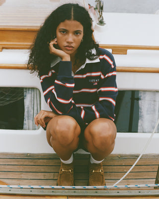 S&R Nautical Rugby Polo - Navy/White/Ruby